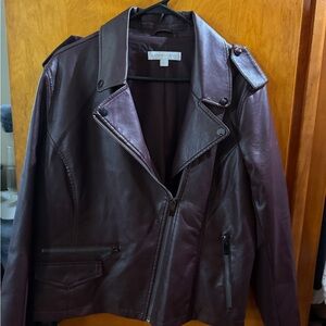 New York & Company Deep Burgundy Leather Jacket